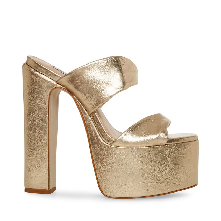 Gold Steve Madden Diane Women\'s Heels Sandals | PH 5912CHJ